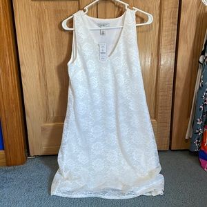 White House Black market stretch, white lace aline size small dress
